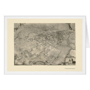 Santa Barbara panorama- karta för CA - 1896 Hälsningskort