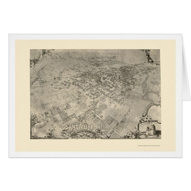 Santa Barbara panorama- karta för CA - 1896 Hälsningskort (Framsidan Horizontal)
