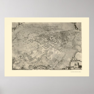 Santa Barbara panorama- karta för CA - 1896 Poster