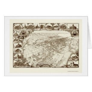 Santa Barbara panorama- karta för CA - 1898 Hälsningskort