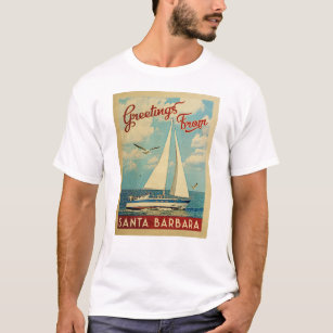 Santa Barbara Sailboat Vintage resor California T Shirt