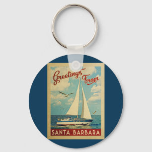 Santa Barbara segelbåtvintage resor Kalifornien Nyckelring