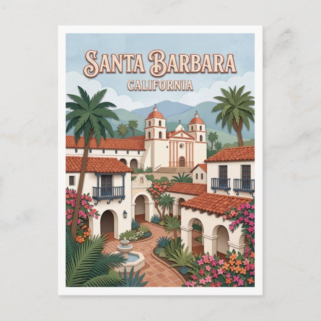 Santa Barbara Spansk Kolonial Arkitektur Vykort (Framsida)