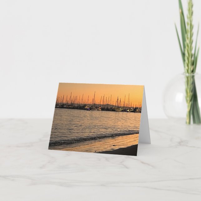 Santa Barbara-strand vid solnedgång tack-kort Tack Kort (Framsida)