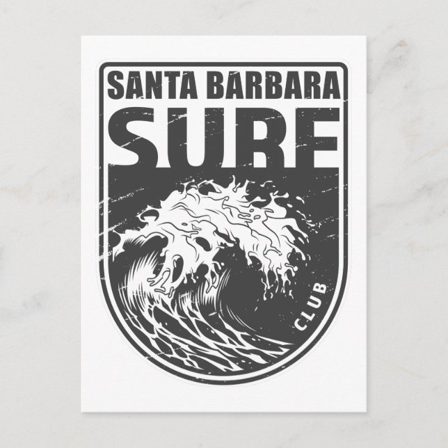 Santa Barbara Surfa Klubb California Emblem Vykort (Framsida)