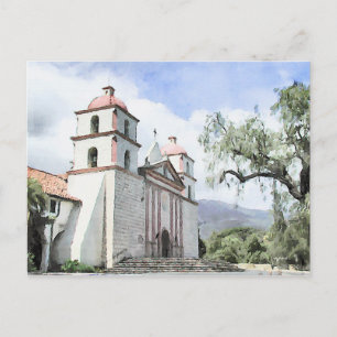 Santa Barbara Uppdrag Watercolor Vykort