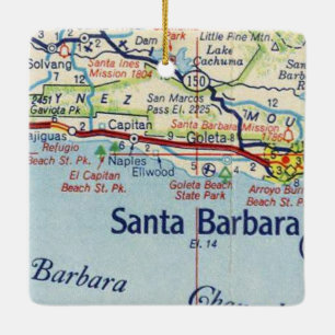 Santa Barbara Vintage Karta Julgransprydnad Keramik