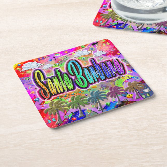 Santa Barbara Vista Express Coaster Underlägg Papper Kvadrat (Vinklad)