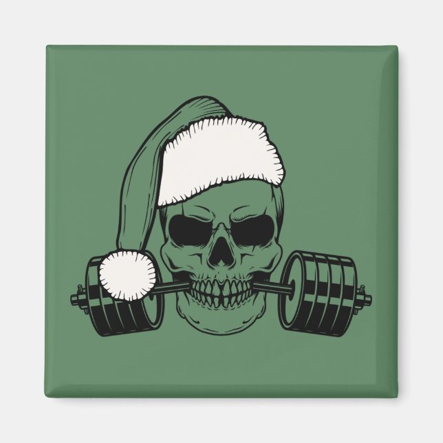 Santa Barbell Fridge Magnet Gym Exercise Gift (Framsidan)