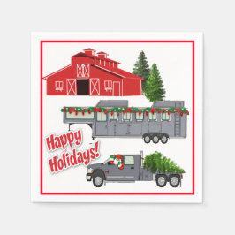 Santa Barn Lastbil Horse Trailer jul Pappersservett