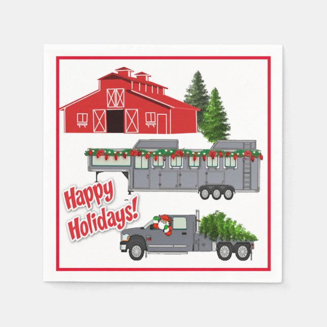 Santa Barn Lastbil Horse Trailer jul Pappersservett (Framsidan)
