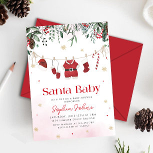 Santa Barnkläders Baby Shower på julvinter Inbjudningar