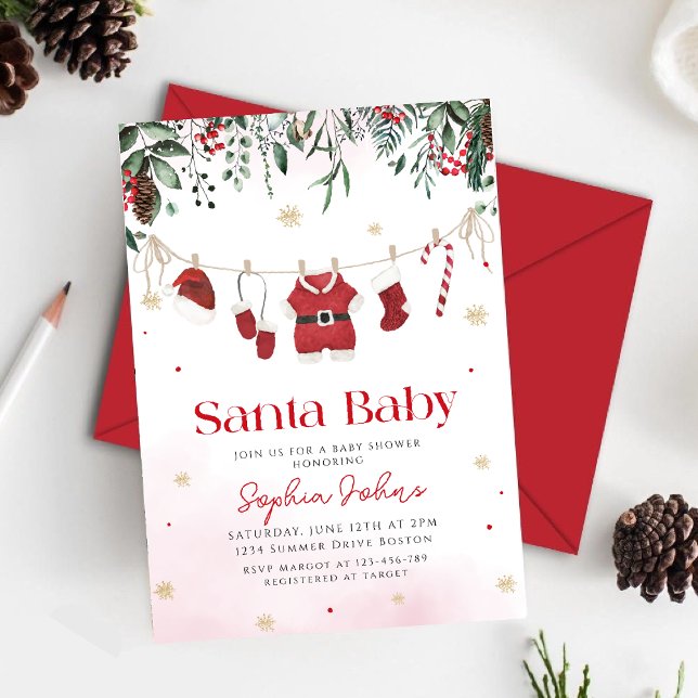 Santa Barnkläders Baby Shower på julvinter Inbjudningar (Skapare uppladdad)
