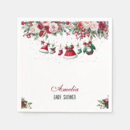 Santa Barnkläders Baby Shower på julvinter Pappersservett