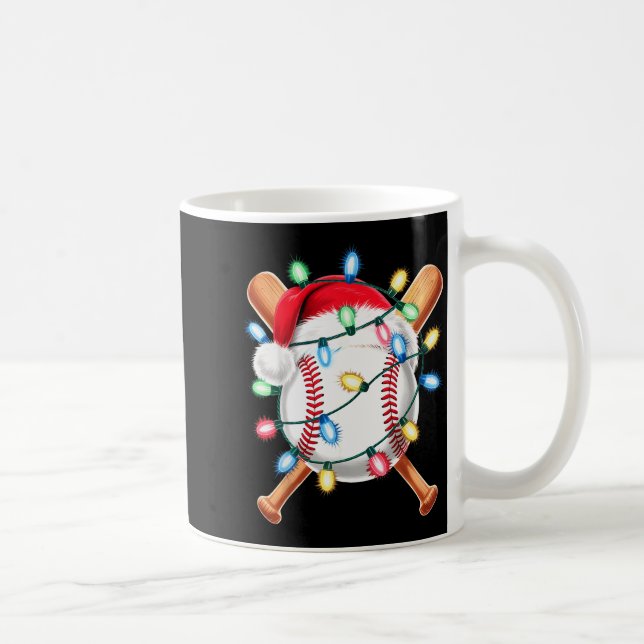Santa Baseball Player Santa Hat Men Boys Christmas Kaffemugg (Höger)