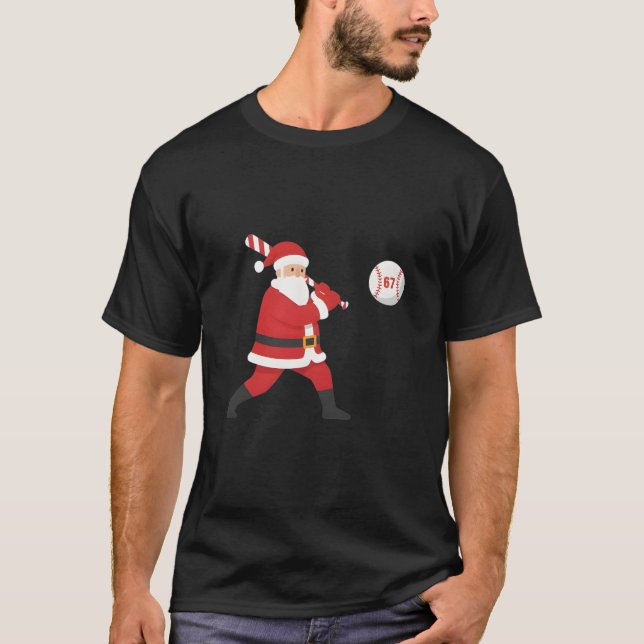 Santa Baseball Six Seven Meme Christmas Festive  T Shirt (Framsida)