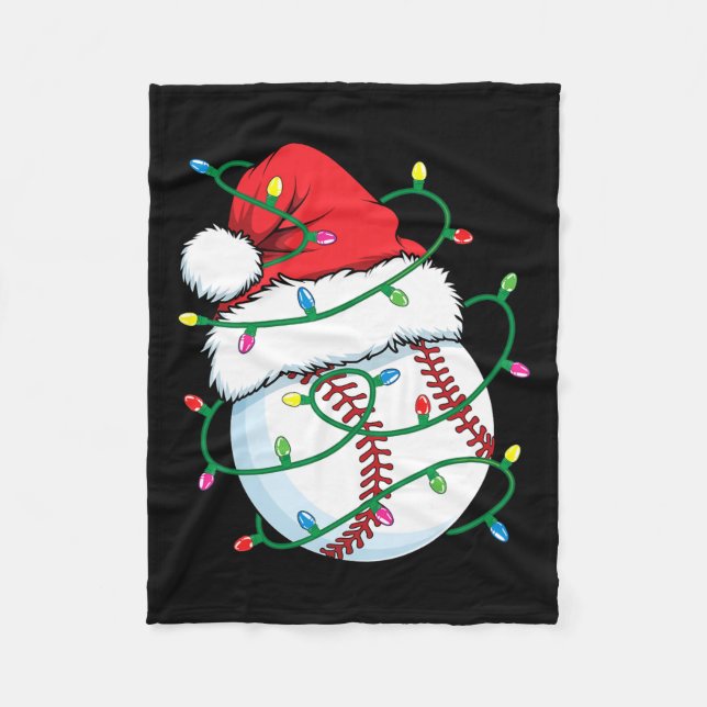 Santa Baseball Sports Boll Manar Boys jul Julafton Fleecefilt (Framsidan)
