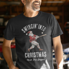 Santa Baseball “Swingin' Into Christmas” Julfirand T Shirt