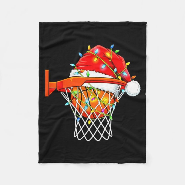 Santa Basketball Dunk Christmas Srts For Boys Girl Fleecefilt (Framsidan)