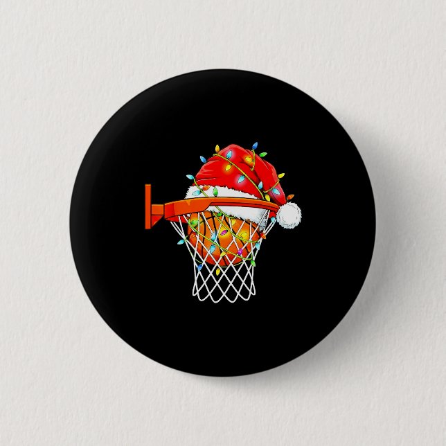 Santa Basketball Dunk Christmas Srts For Boys Girl Knapp (Framsida)