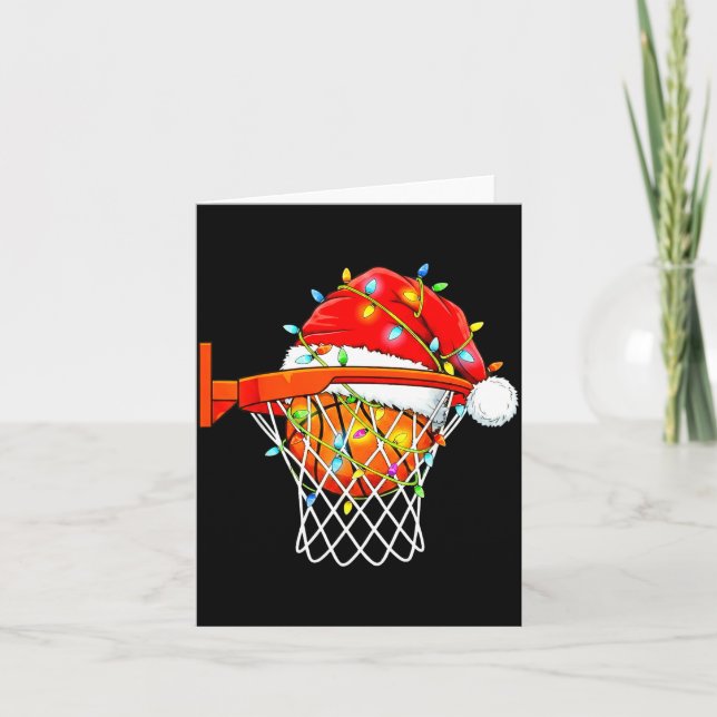 Santa Basketball Dunk Christmas Srts For Boys Girl Kort (Framsida)