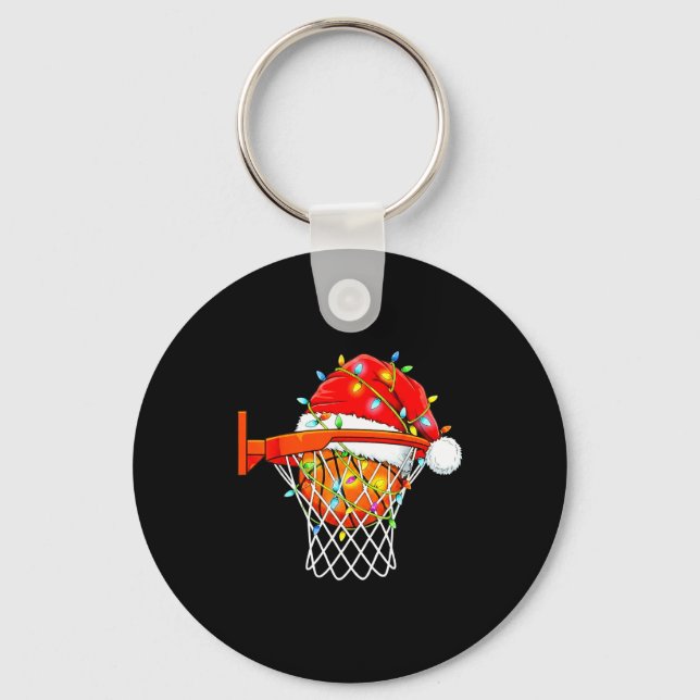 Santa Basketball Dunk Christmas Srts For Boys Girl Nyckelring (Framsida)