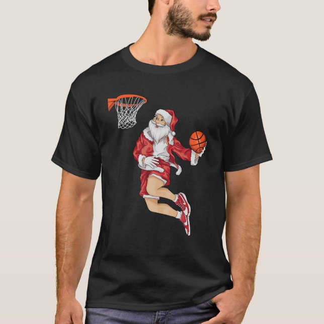 Santa Basketball Dunk Christmas | Winter Athlete G T Shirt (Framsida)