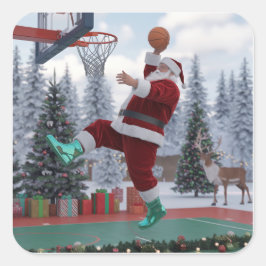 Santa Basketball Sticker Fyrkantigt Klistermärke