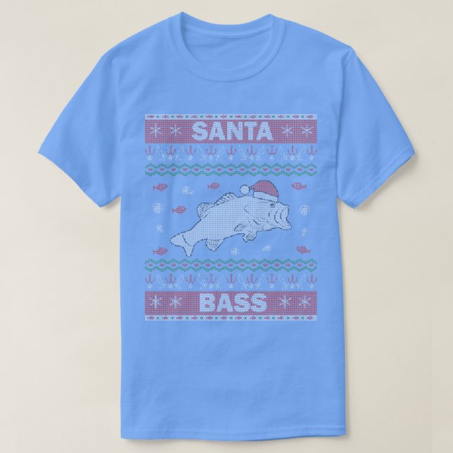 Santa Bass Ugly jul Sweater Fishing 1 T Shirt (Design framsida)