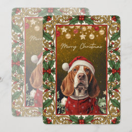 Santa Basset Hound Christmas  Julkort
