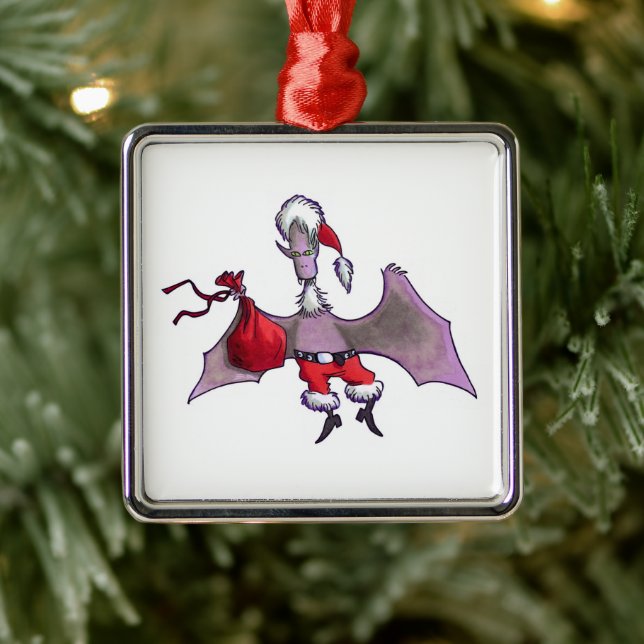 Santa Bat-fyrkantig premiumprydnad Julgransprydnad Metall (Träd)