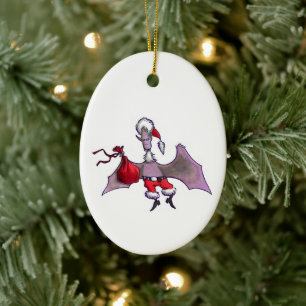 Santa Bat oval keramisk prydnad Julgransprydnad Keramik