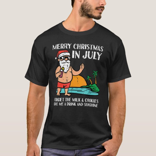 Santa Beach God jul i juli Glöm Mjölk Co T Shirt (Framsida)