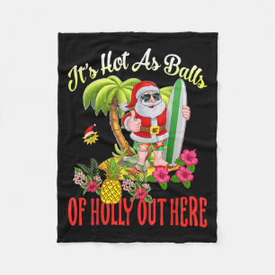 Santa Beach-Hetten från Holly Funny jul i juli Fleecefilt