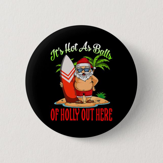 Santa Beach-Hetten från Holly Funny jul i juli Knapp (Framsida)