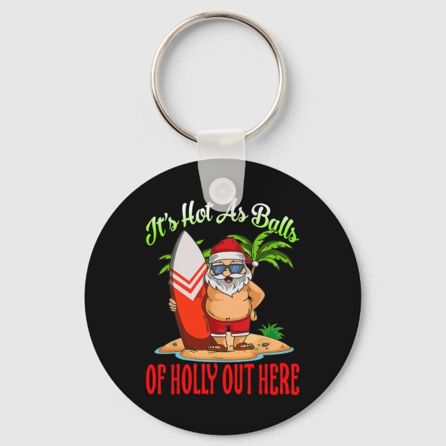 Santa Beach-Hetten från Holly Funny jul i juli Nyckelring (Framsida)