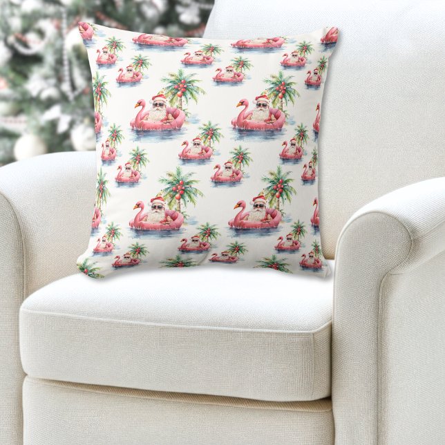 Santa Beach-jul Kudde (Santa Beach Christmas Throw Pillow )
