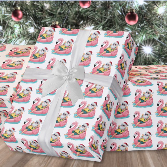 Santa Beach jul Presentpapper (Santa Beach Christmas Wrapping Paper )