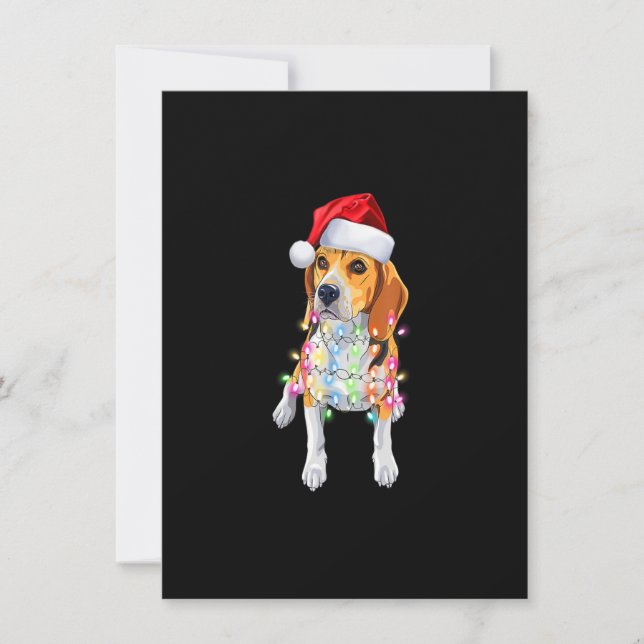 Santa Beagle Christmas Lights Christmas Dog Lover  Inbjudningar (Framsida)