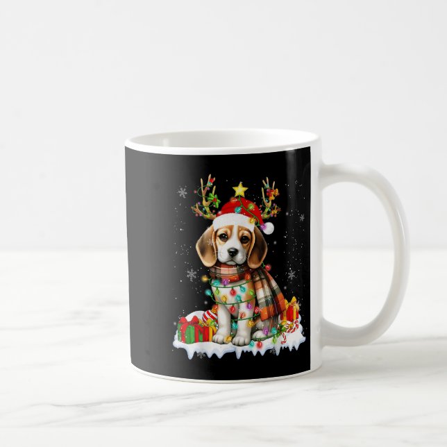 Santa Beagle Christmas Lights Funny Reindeer Dog X Kaffemugg (Höger)