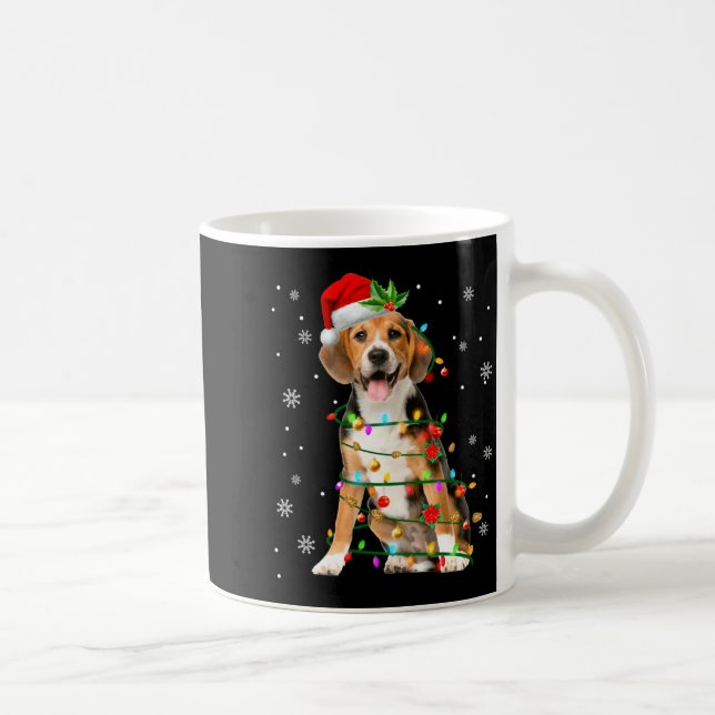Santa Beagle Christmas Lights Xmas Dog Lover Men W Kaffemugg (Höger)