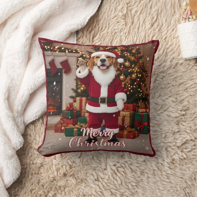 Santa Beagle God Jul - Beagle Xmas Hund Kudde (Filt)