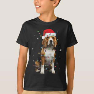 Santa Beagle med jul ljus Rolig hund Älskare T Shirt