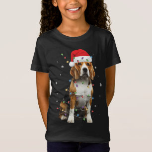 Santa Beagle med jul ljus Rolig hund Älskare T Shirt