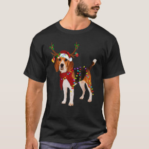 Santa Beagle Reindeer Light jul T Shirt