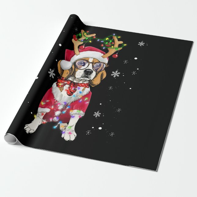 Santa Beagle renar Ljusjulklappar Presentpapper (Utrullad)