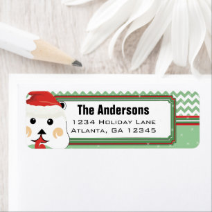Santa Bear Chevron ZigZag-julets Returadress Etikett