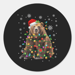 Santa Bear jul Ljus Julafton Manar Women Boy Gir Runt Klistermärke