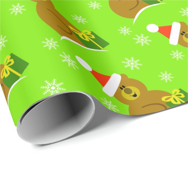 Santa Bear Kids Jul Wrapping Papper Presentpapper (Rullad Hörn)
