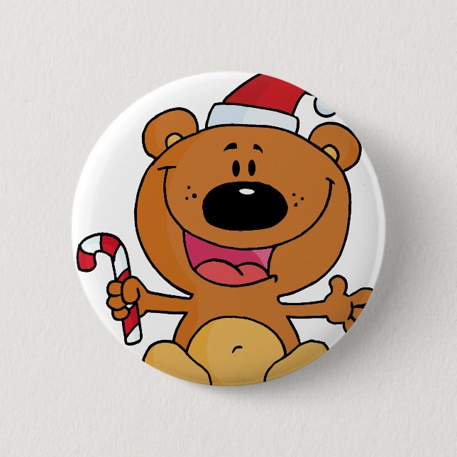 Santa Bear med Candy cane Knapp (Framsida)